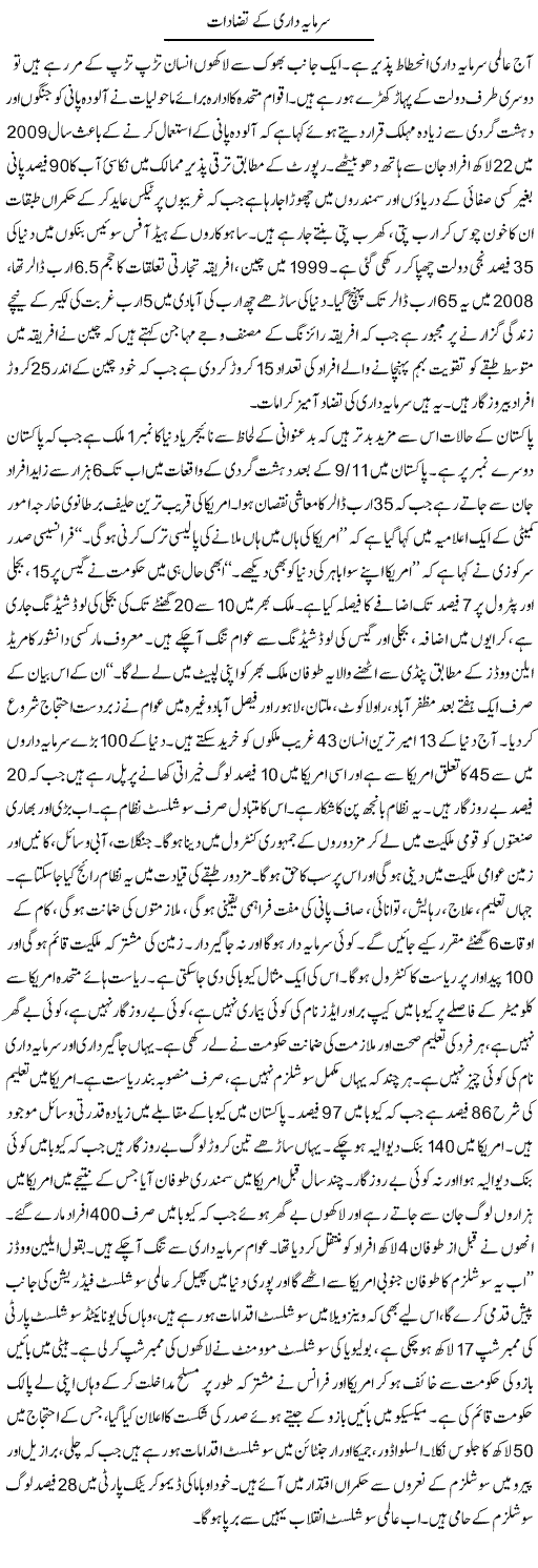 Sarmaya Dari Express Column Zubair Rehman 7 April 2010