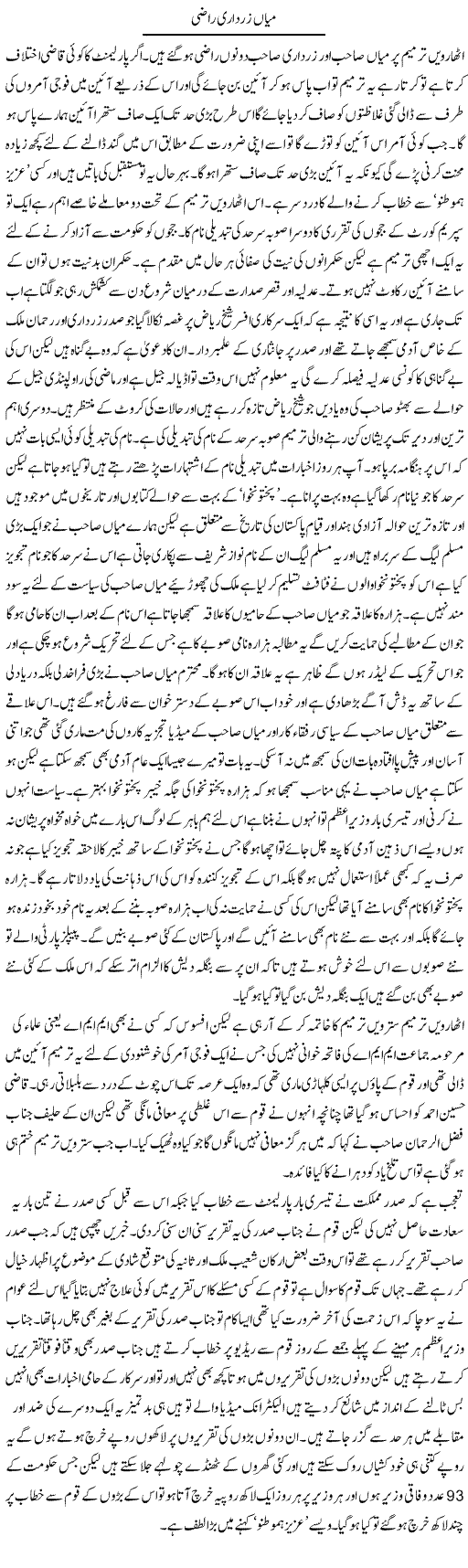 Mian Zardari razi Express Column Abdul Qadir 8 April 2010