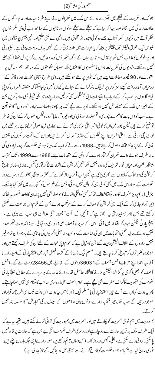 Jamhor ki Mansha (2) Express Column Abbas Athar 19 May 2010