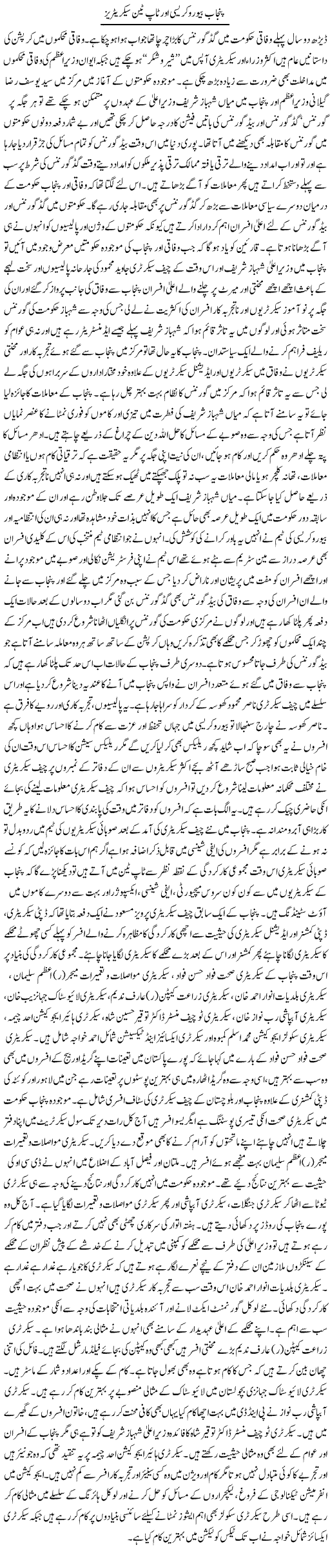 Punjab bureaucracy and top ten secretaries