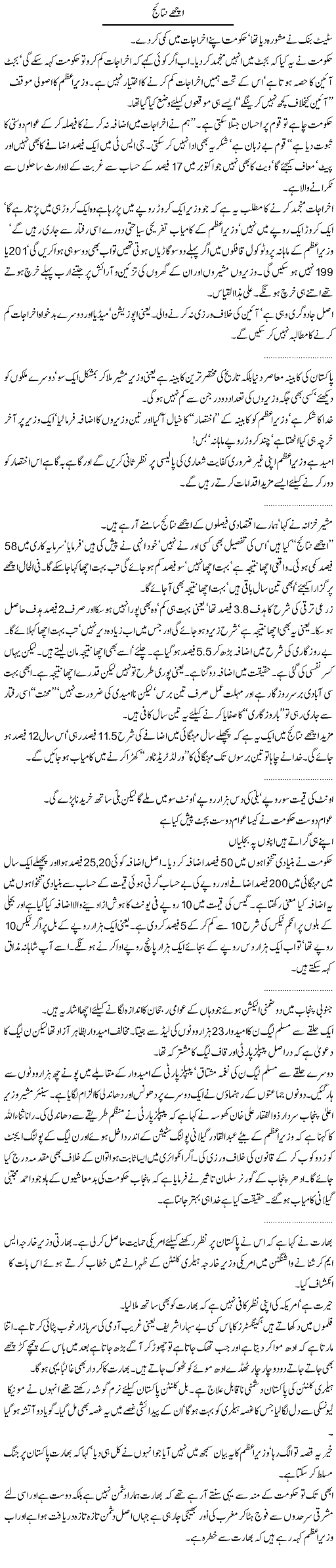 Ache Nataij Express Column Abdullah Tariq 7 June 2010