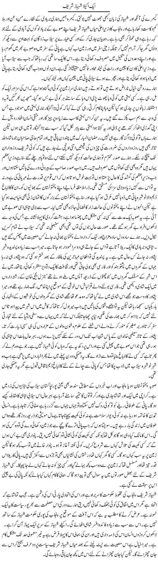 Akela Shahbaz Express Column Abdul Qadir 5 August 2010