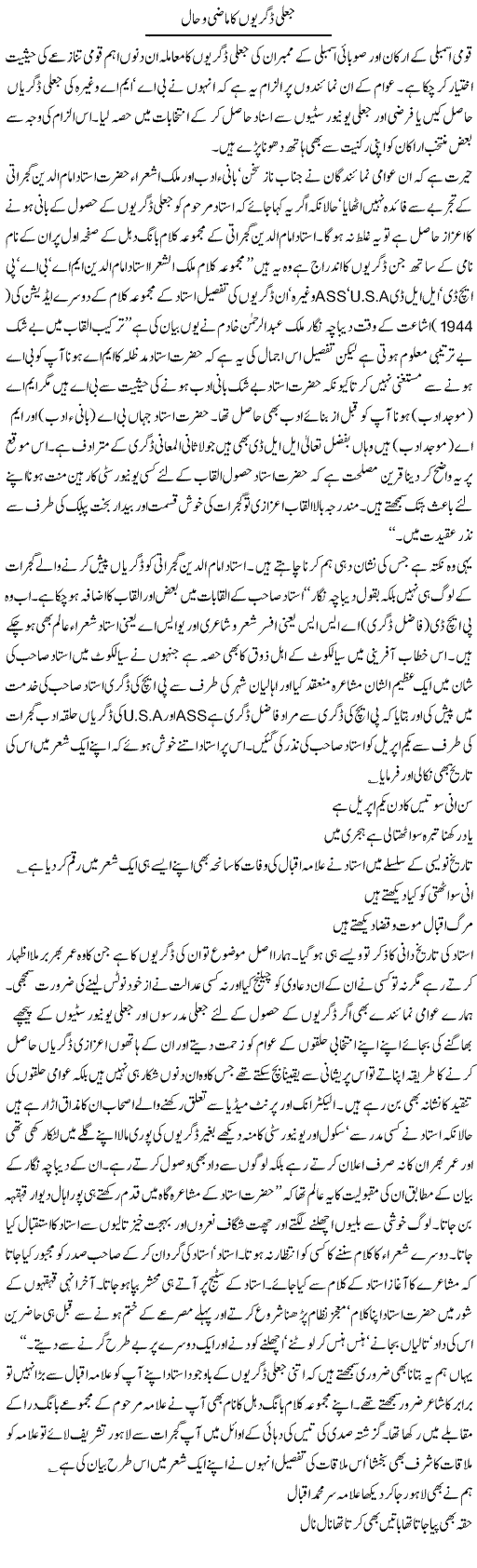 Fake Degrees Express Column Hameed Akhtar 11 October 2010