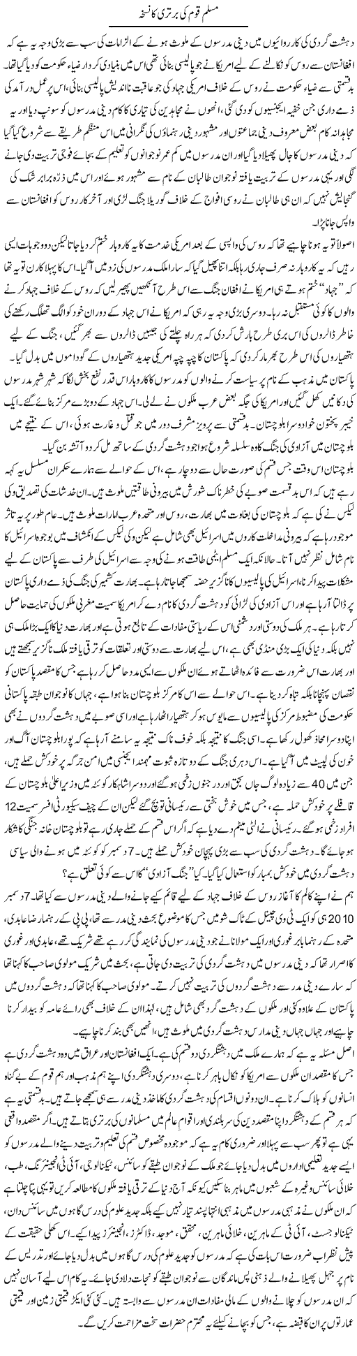 Muslim Nation Express Column Zaheer Akhtar 20 December 2010