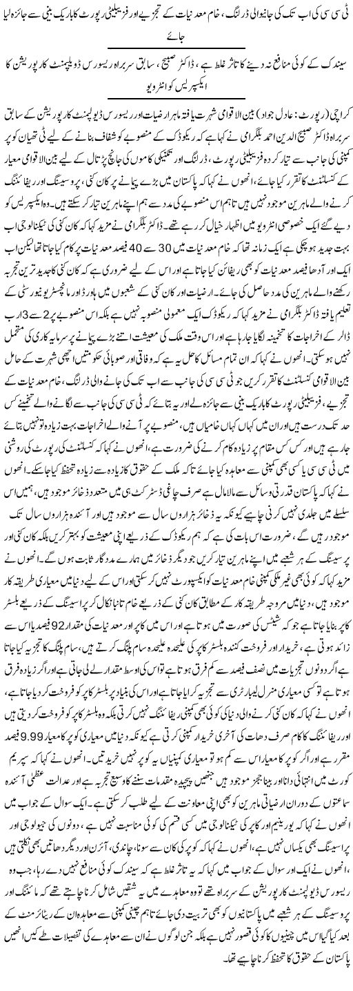 Reko Diq Is Not A Common Project Experts - Urdu National News