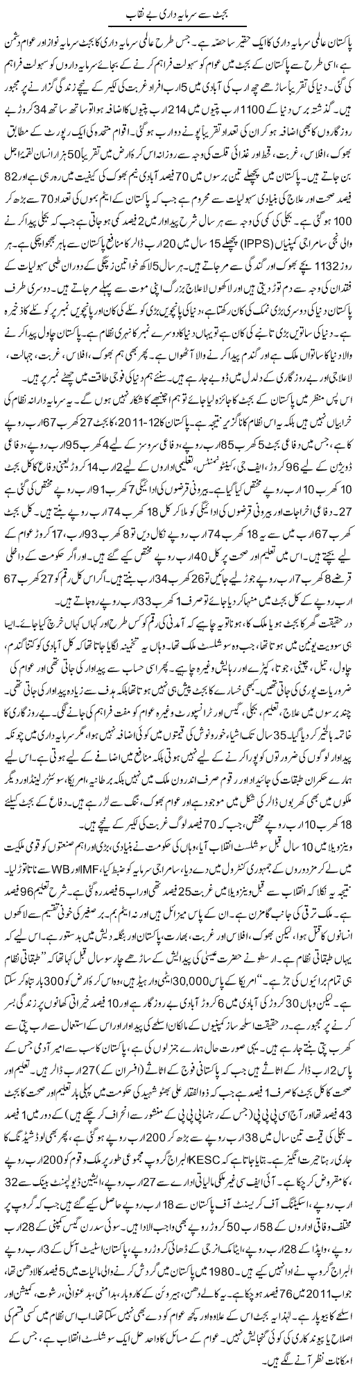 Budget and Investment Express Column Zubair Abdul Rehman 19 June 2011