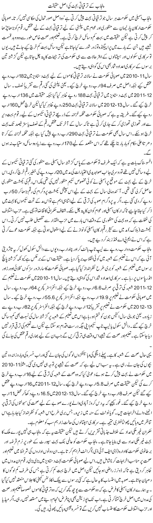 Punjab Kay Tarakiati Budget Ki Asal Haqeeqat | Adnan Adil Zaidi | Daily Urdu Columns