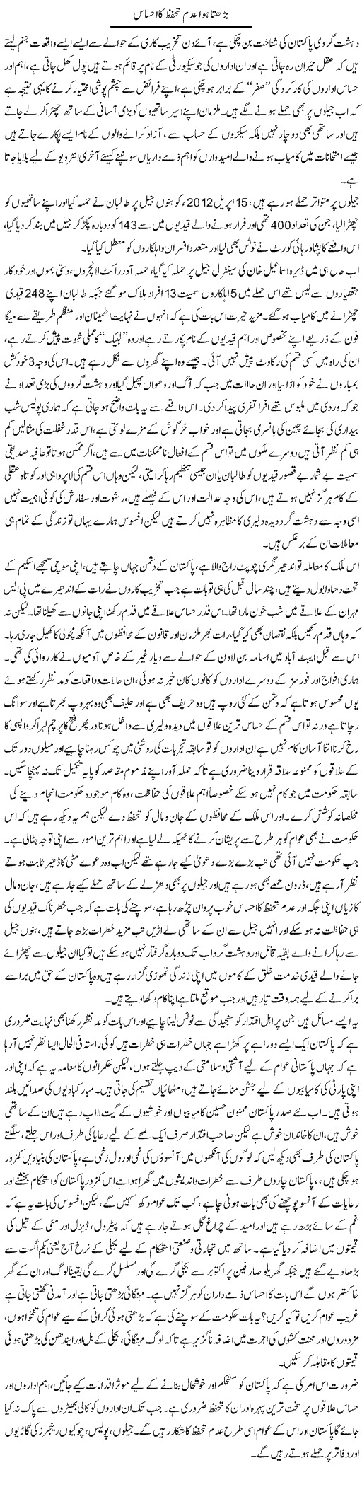 Barhta Hua Adam Tahafuz Ka Ehsas | Nasim Anjum | Daily Urdu Columns