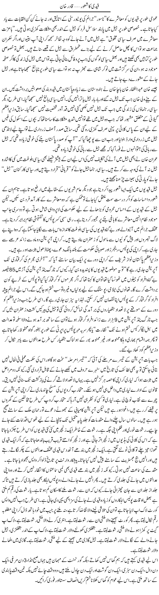 Qaidi Ka Shoor | Qadir Khan Yousafzai | Daily Urdu Columns