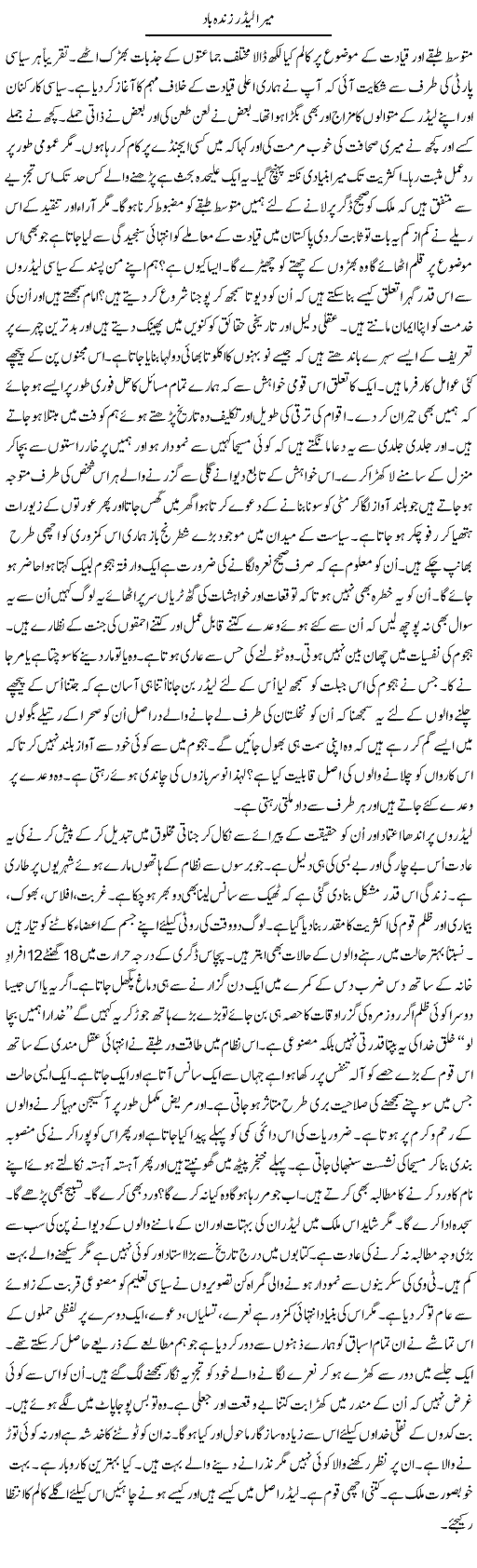 Mera Leader Zindabad | Talat Hussain | Daily Urdu Columns
