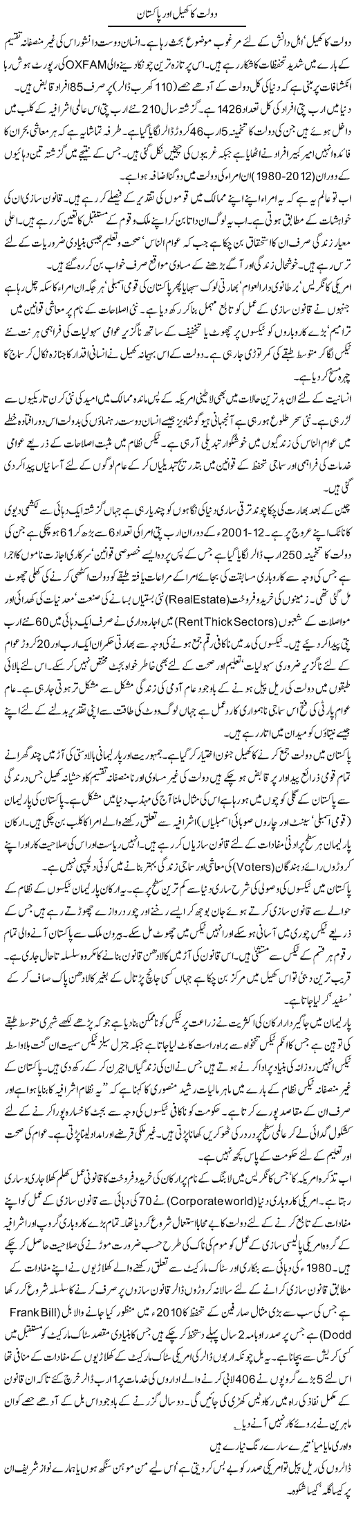 Dolat Ka Khel Our Pakistan | Aslam Khan | Daily Urdu Columns