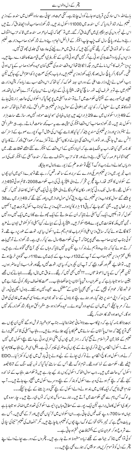 Pathar Kay Dil Walo Se | Anees Mansori | Daily Urdu Columns