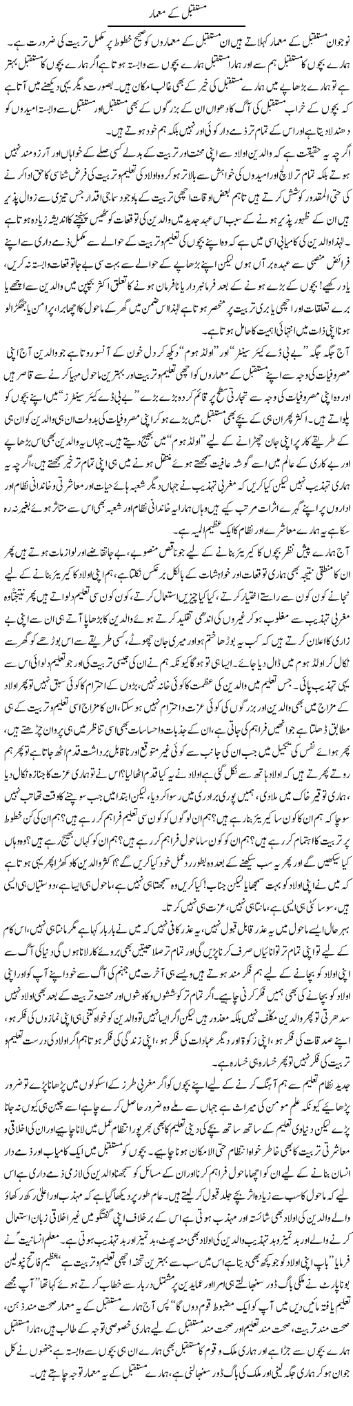 Mustaqbil K Muamar | Dr. Muhammad Tayyab Khan Singhanvi | Daily Urdu Columns