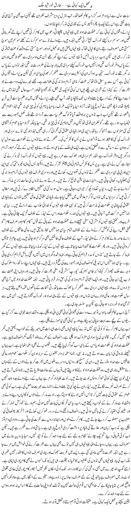 Ye Mahez Aik Kahani Hai | Tariq Khursheed Malik | Daily Urdu Columns