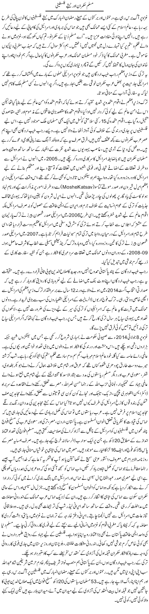 Muslim Hukmaraan Our Nihatte Falasteeni | Aslam Khan | Daily Urdu Columns