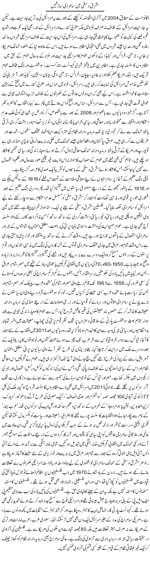 Mashriq Wusta Main Saamraji Sazishain | Zubair Rehman | Daily Urdu Columns