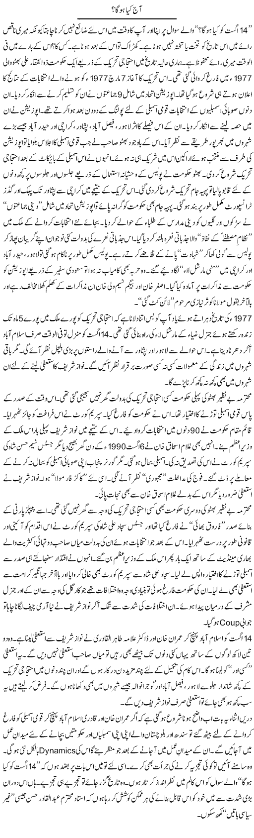 Aaj Kia Hoga? | Nusrat Javed | Daily Urdu Columns