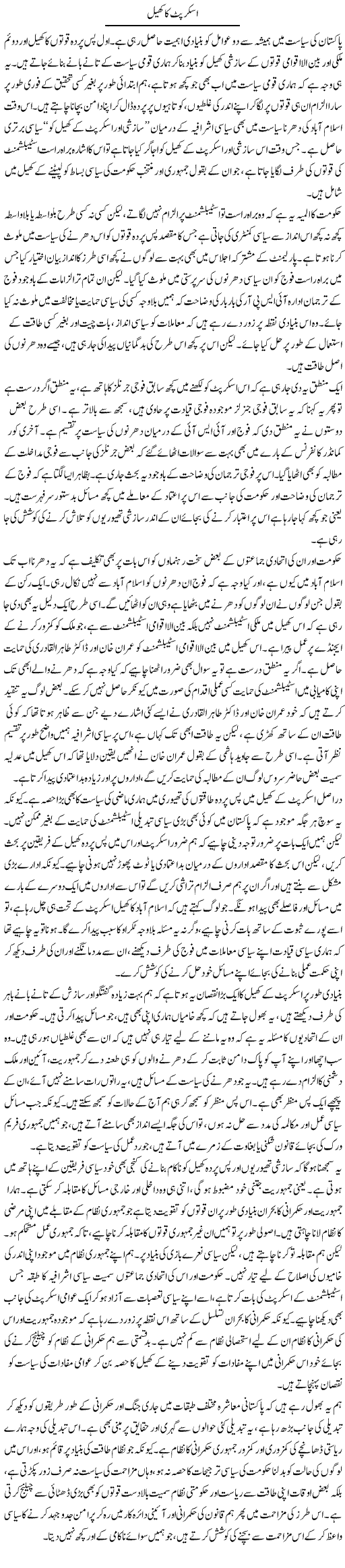 Script Ka Khel | Salman Abid | Daily Urdu Columns
