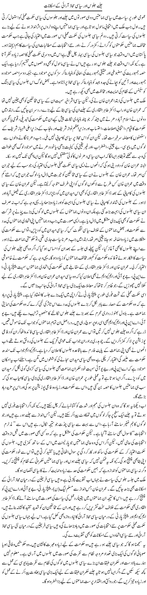 Jalsay Jaloos Our Siasi Mahaz Araai Ke Imkanaat | Salman Abid | Daily Urdu Columns
