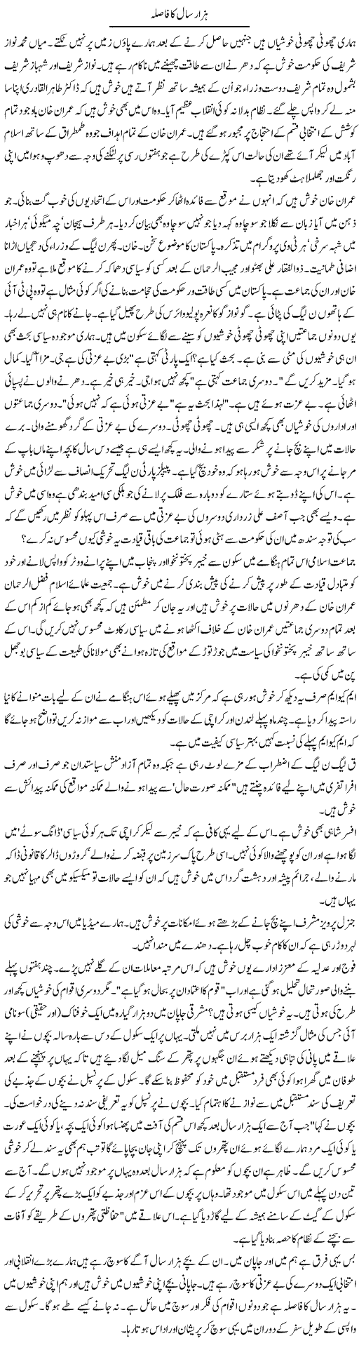 Hazar Saal Ka Fasla | Talat Hussain | Daily Urdu Columns
