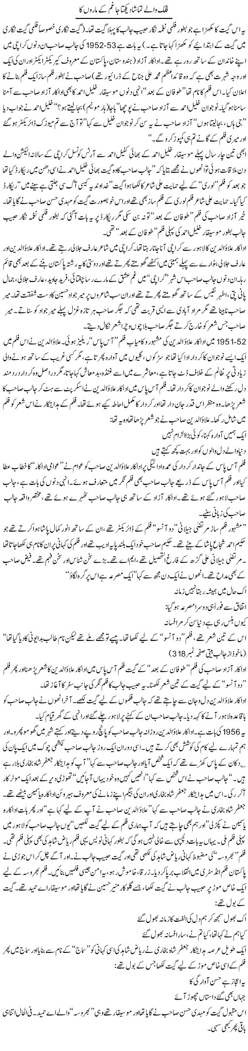 Falak Wale Tamasha Dekhta Ja Gham Ke Maron Ka | Saeed Pervaz | Daily Urdu Columns
