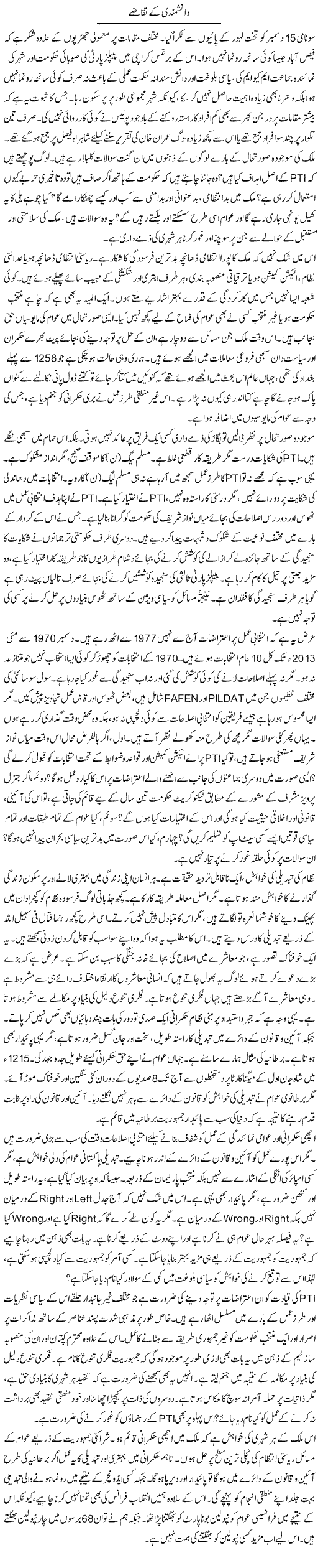 Danishmandi Ke Taqazay | Muqtada Mansoor | Daily Urdu Columns
