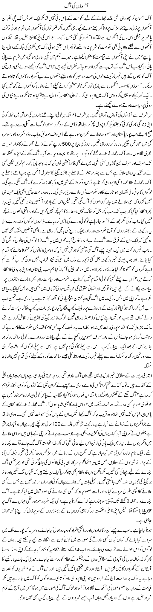 Aansooun Ki Aag | Anees Mansori | Daily Urdu Columns