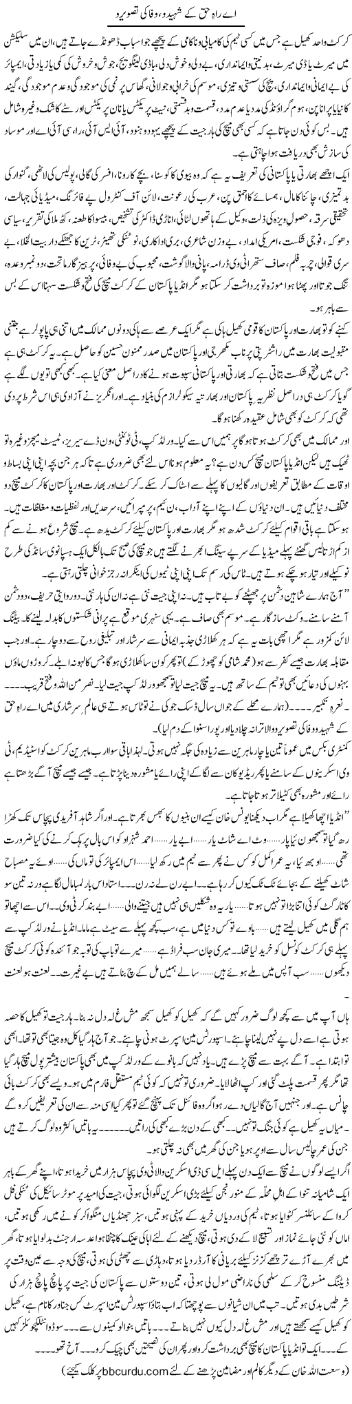 Ae Rah e Haq Ke Shaheedo, Wafa Ki Tasviro | Wusat Ullah Khan | Daily Urdu Columns