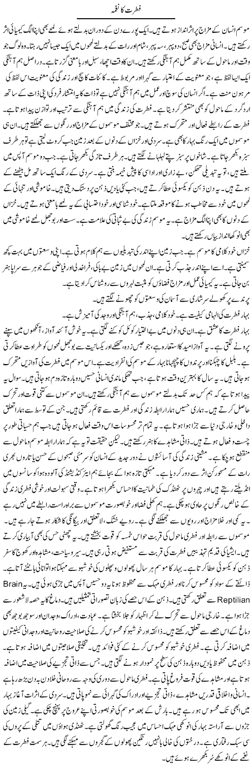 Fitrat Ka Naghma | Shabnam Gull | Daily Urdu Columns