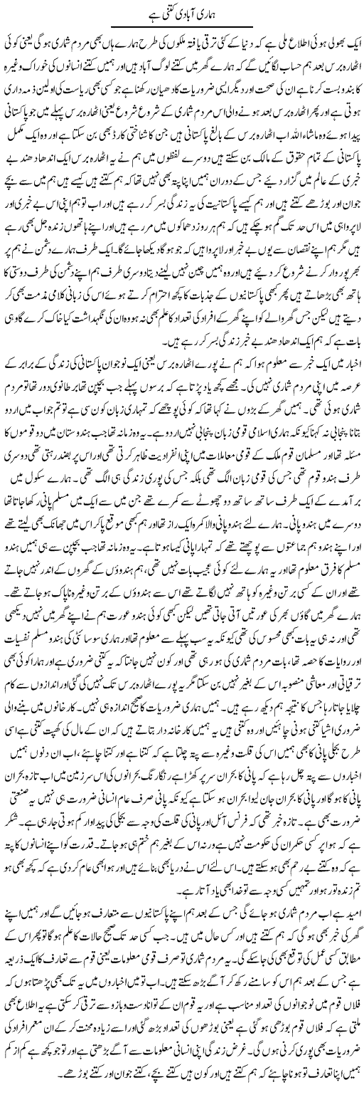 Hamari Abadi Kitni Hai | Abdul Qadir Hassan | Daily Urdu Columns