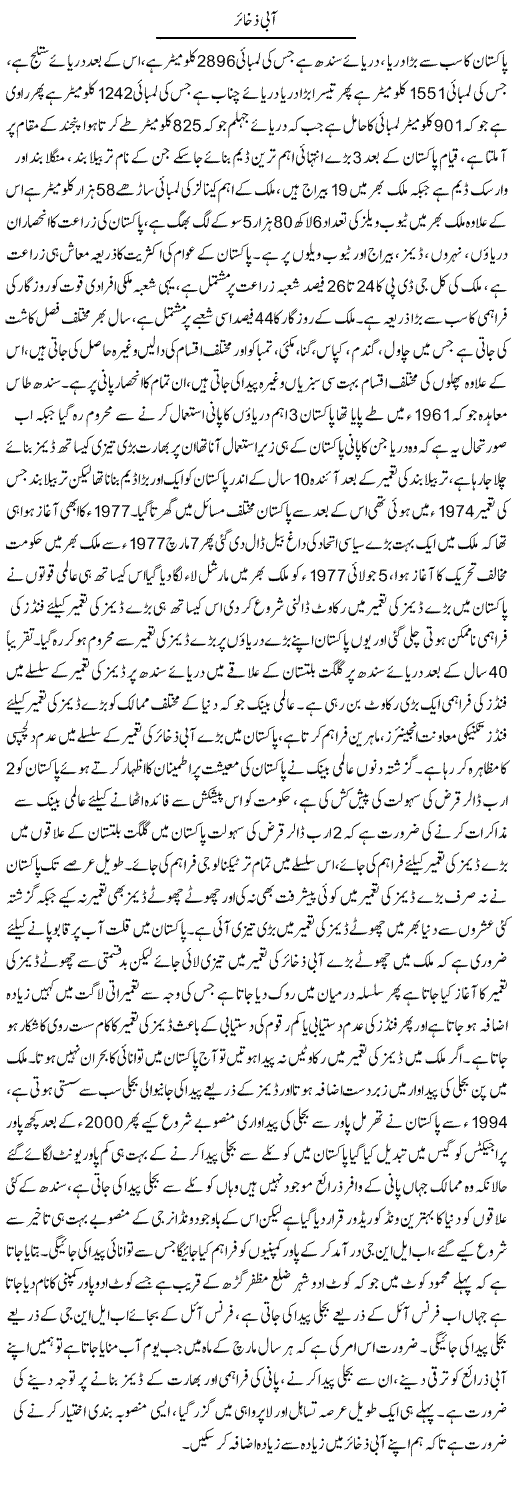 Aabi Zakhair | M.I Khalil | Daily Urdu Columns