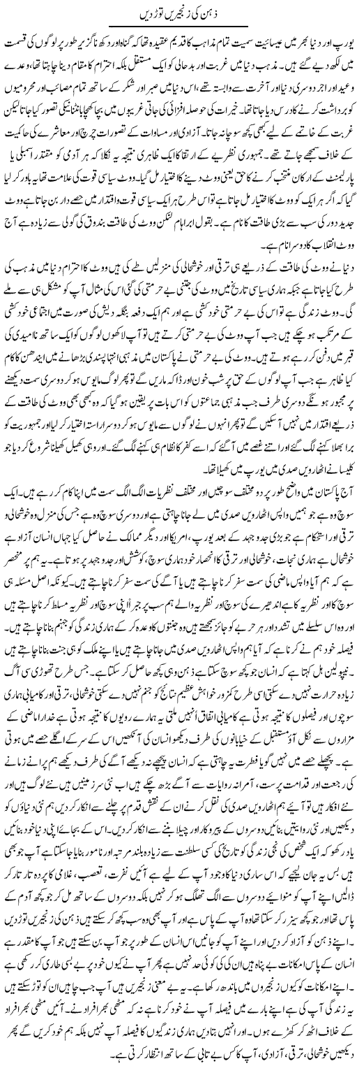 Zehen Ki Zanjeeren Toar Den | Aftab Ahmad Khanzada | Daily Urdu Columns