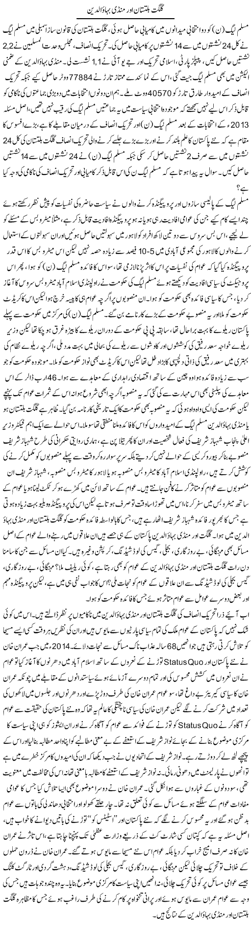 Gilgit Baltistan Aur Manndi Bahauddin | Zahir Akhter Bedi | Daily Urdu Columns