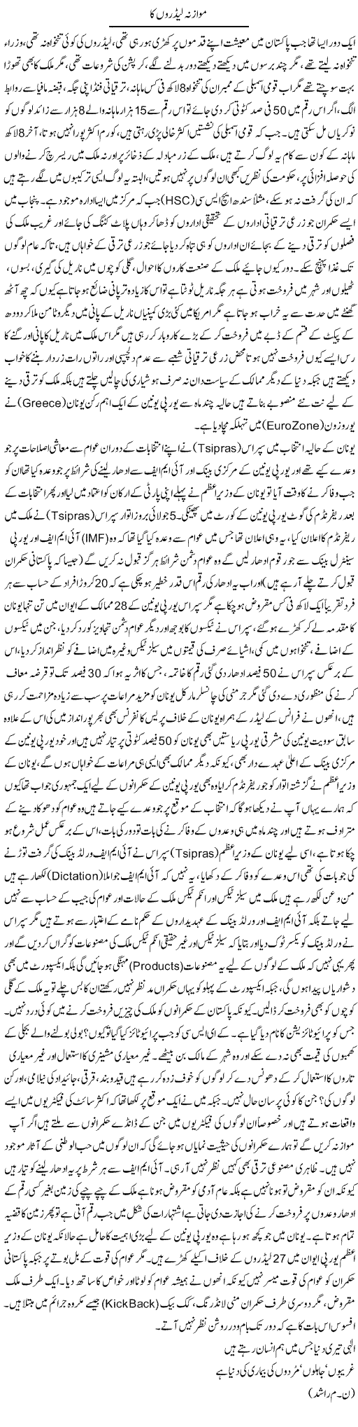 Mawazna Leadron Ka | Anees Baqar | Daily Urdu Columns