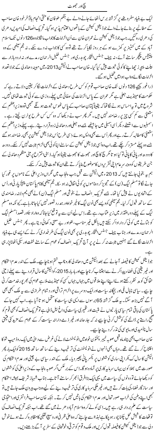 Such Aur Jhoot | Dr. Mansoor Noorani | Daily Urdu Columns