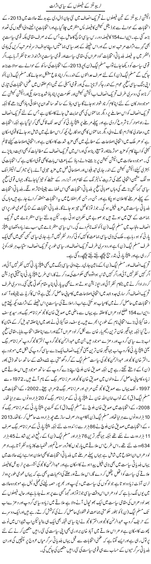 Tribunals Ke Faislon Ke Siasi Asraat | Amjad Bukhari | Daily Urdu Columns