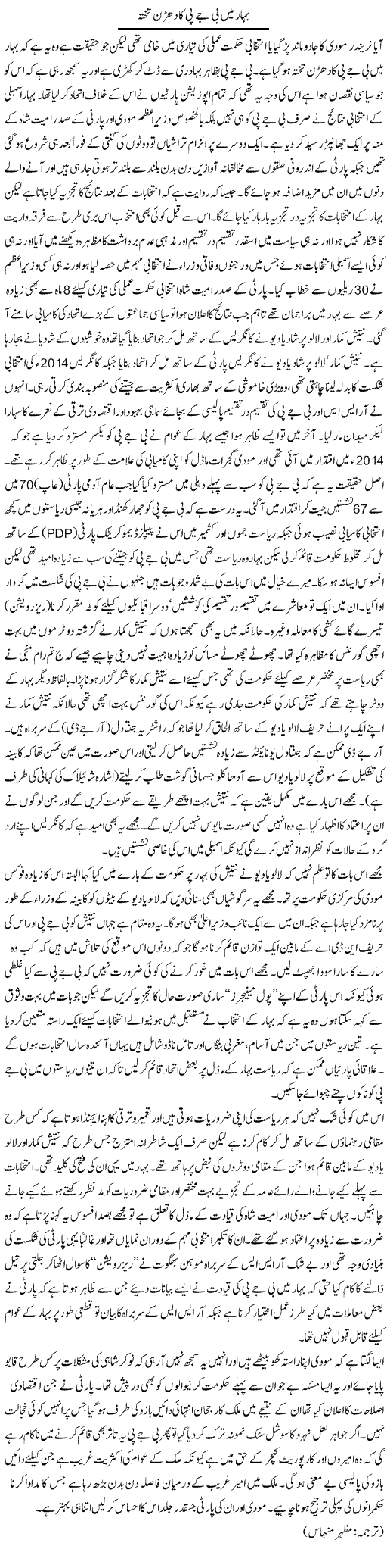 Behar Mein Bjp Ka Dharan Takhta | Kuldip Nayar | Daily Urdu Columns