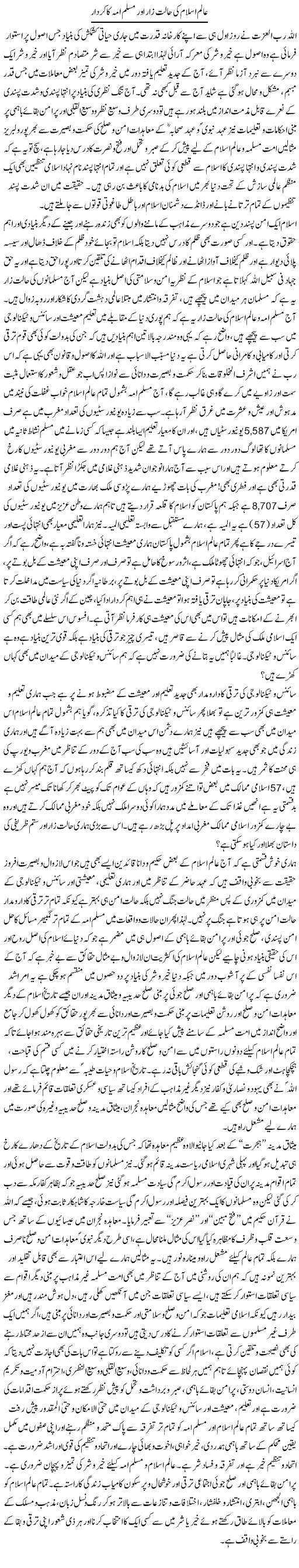 Aalam Islam Ki Haalat Zaar Aur Muslim Ummah Ka Kirdaar | Dr. Muhammad Tayyab Khan Singhanvi | Daily Urdu Columns