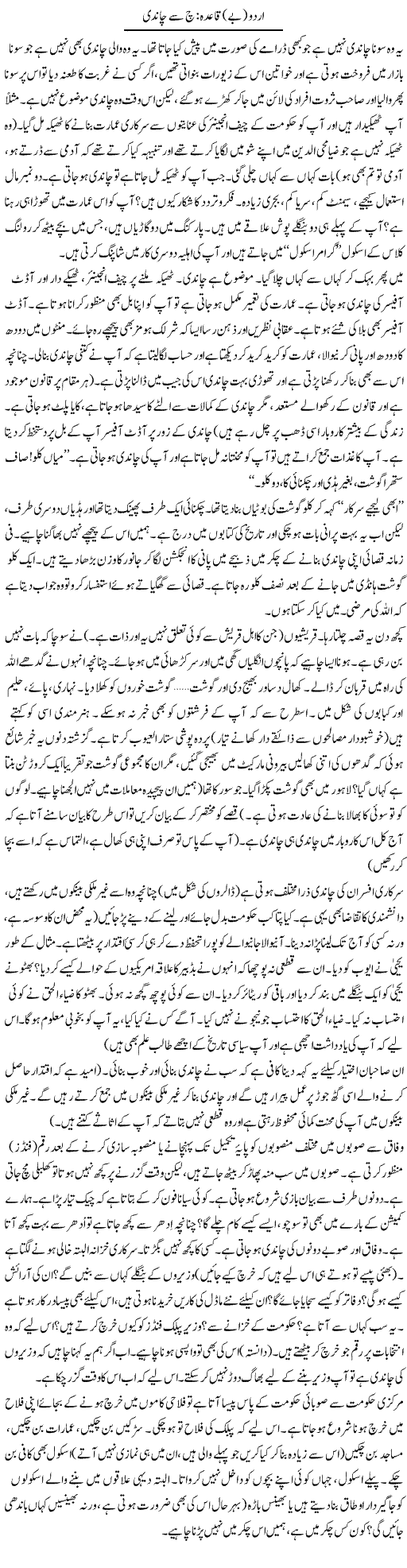 Urdu (be) Qaida: Chay Se Chandi | Shakeel Siddiqui | Daily Urdu Columns