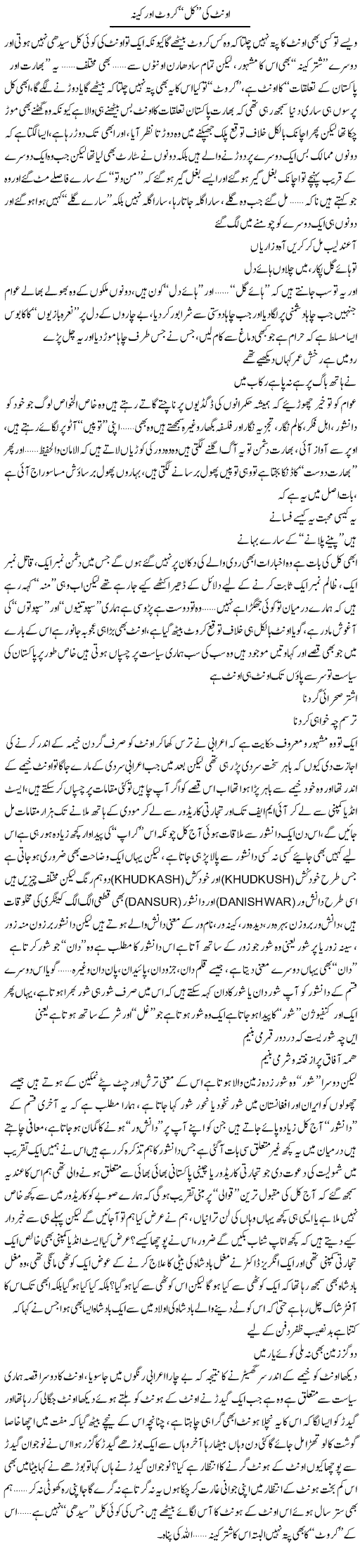 Oont Ki Kal Karvat Aur Keena | Saad Ullah Jan Barq | Daily Urdu Columns