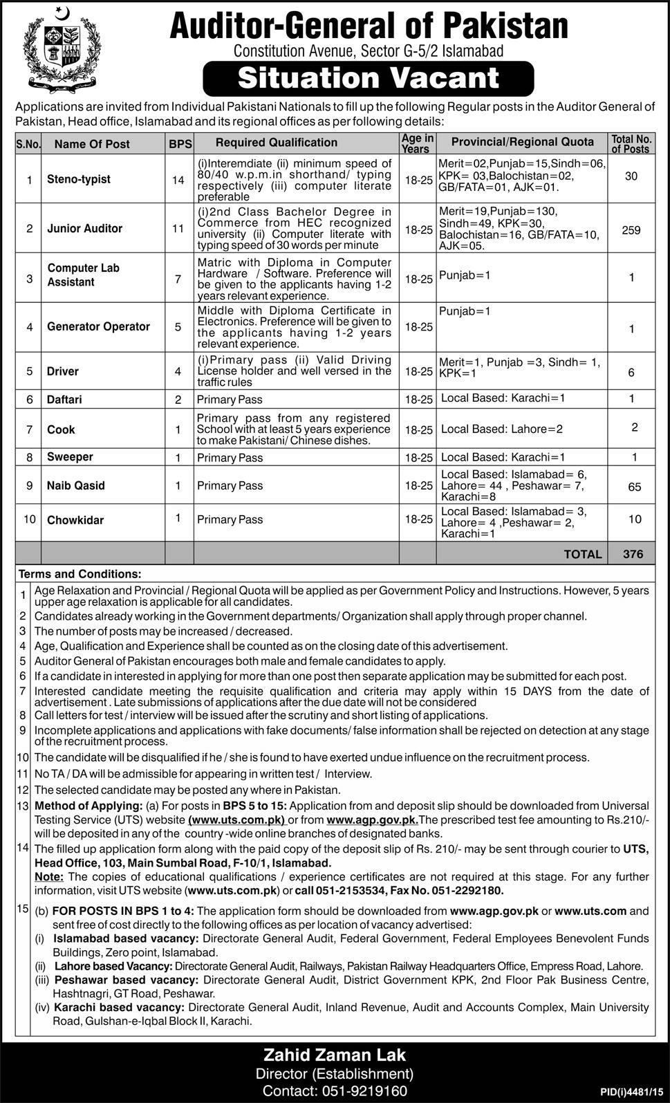 Auditor General Of Pakistan Jobs 2016 Junior Auditors & Others Application Form Apply Job