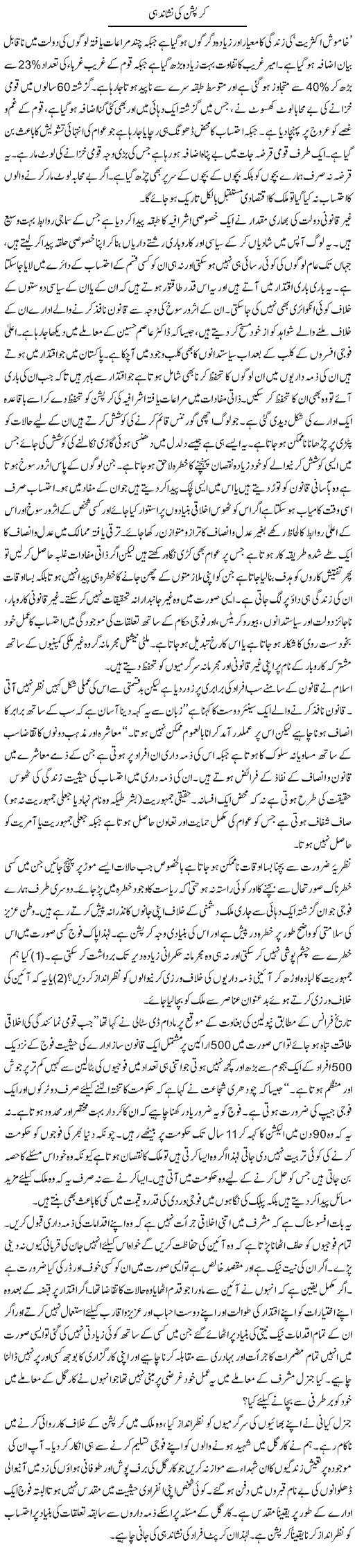 Corruption Ki Nishandahi | Ikram Sehgal | Daily Urdu Columns