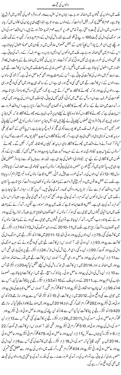 Daalon Ki Qeemat | M.I Khalil | Daily Urdu Columns