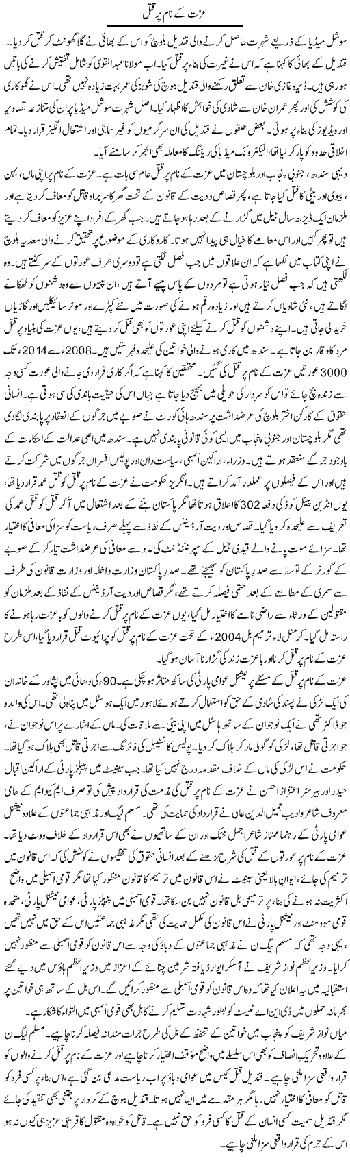 Izzat Ke Naam Par Qatal | Tausif Ahmad Khan | Daily Urdu Columns