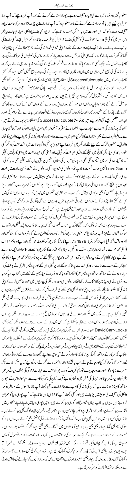 Joray Aor Deewar | Dr. Afaan Qaiser | Daily Urdu Columns