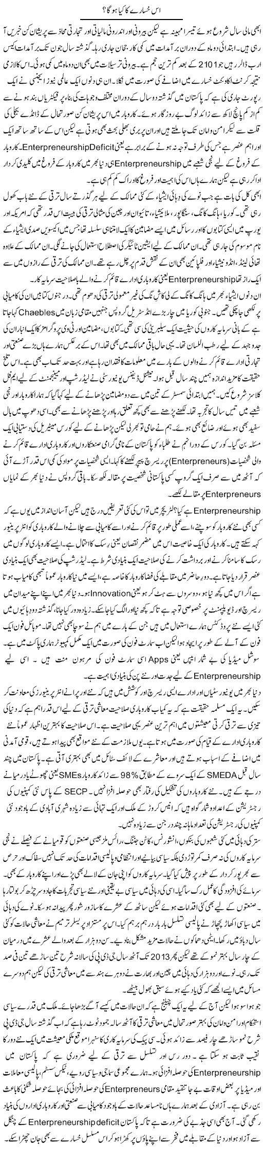 Is Khasaray Ka Kia Hoga? | Khalid Mehmood Rasool | Daily Urdu Columns