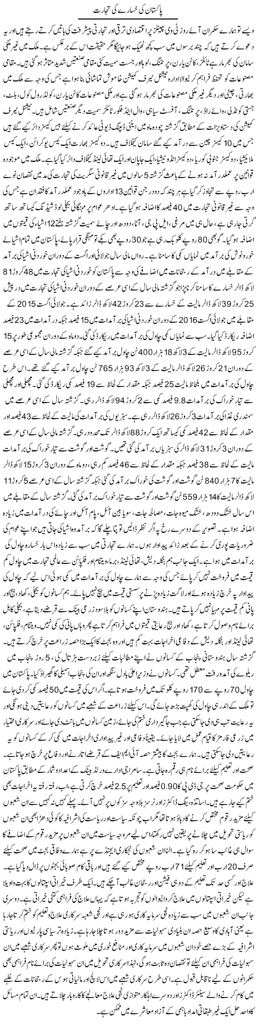 Pakistan ki khasaray ki tijarat | Zubair Rehman | Daily Urdu Columns