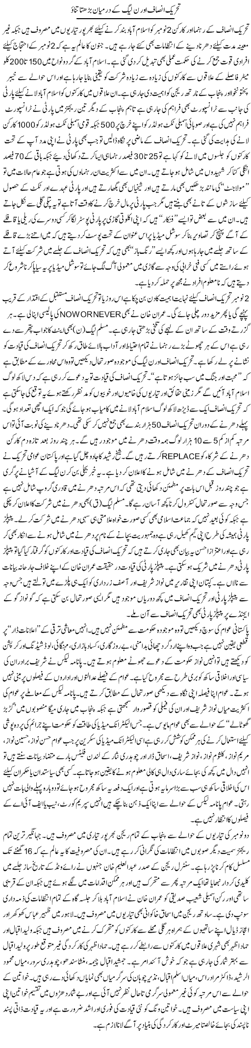 Tehrik Insaf Aor N League Ke Darmian Barhta Tanao | Rizwan Asif | Daily Urdu Columns