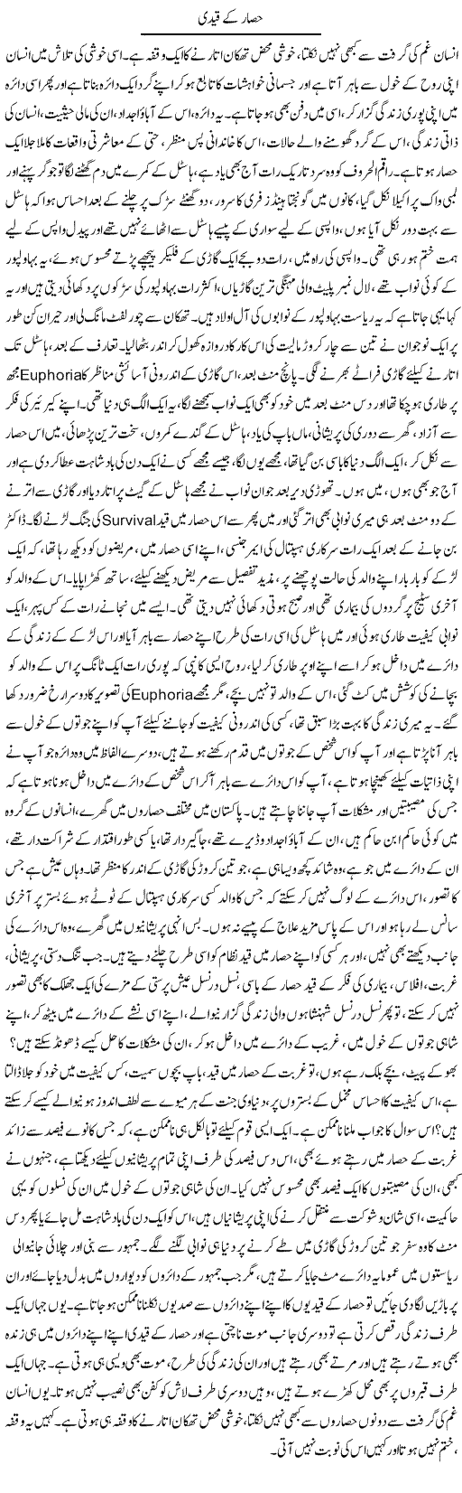 Hisaar Ke Qaidi | Dr. Afaan Qaiser | Daily Urdu Columns