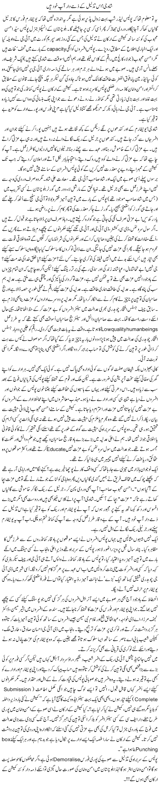Shah Jee! Is Tazleel Ke Zimmedaar Aap Khud Hain | Zulfiqar Ahmed Cheema | Daily Urdu Columns